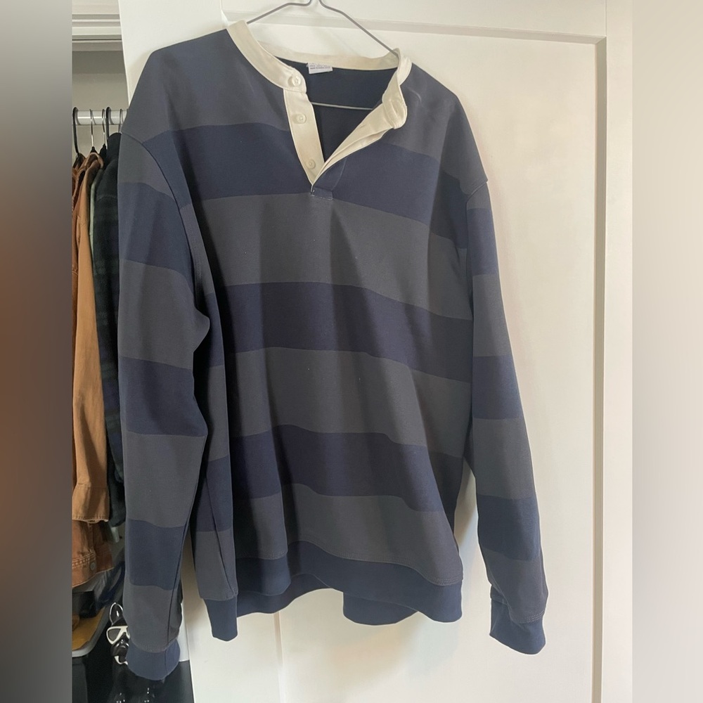 Striped Navy and Gray Rugby Shirt Zara
